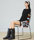 Striped Cut-out Sleeve Sweater